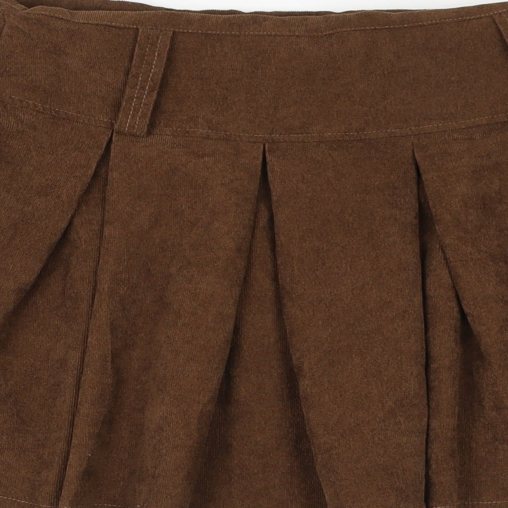 SheIn Womens Brown Polyester Skater Skirt Size L Zip