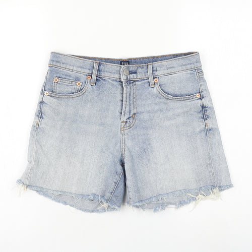 Gap Womens Blue Cotton Mom Shorts Size 27 in L6 in Regular Zip - Distressed