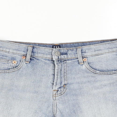 Gap Womens Blue Cotton Mom Shorts Size 27 in L6 in Regular Zip - Distressed