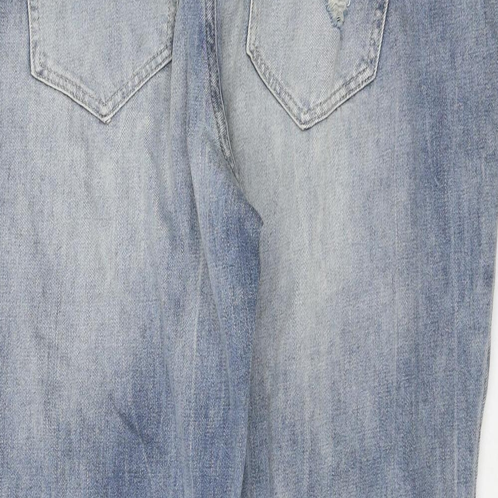 NEXT Womens Blue Cotton Straight Jeans Size 18 L27 in Regular Zip