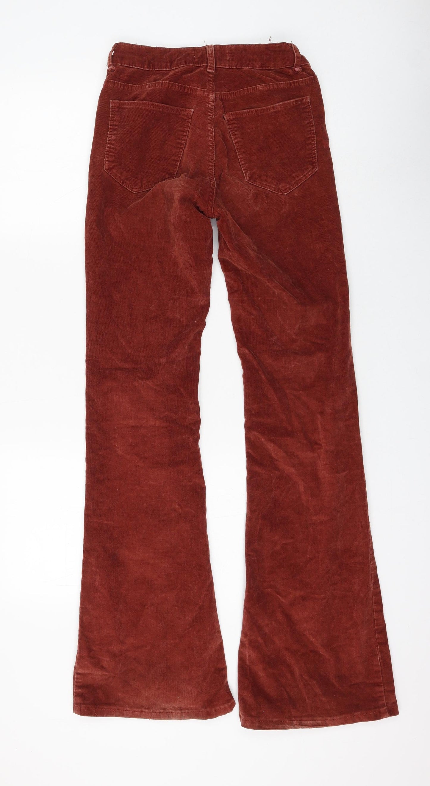 Pull&Bear Womens Red Cotton Trousers Size 6 L32 in Regular Zip