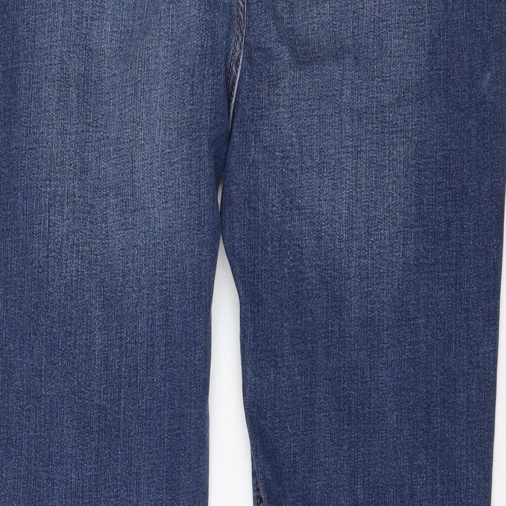 Marks and Spencer Womens Blue Polyester Straight Jeans Size 16 L32 in Regular Zip