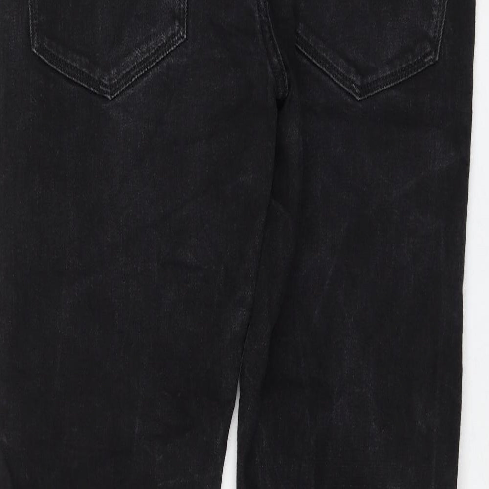 Marks and Spencer Womens Black Cotton Straight Jeans Size 30 in L29 in Regular Zip