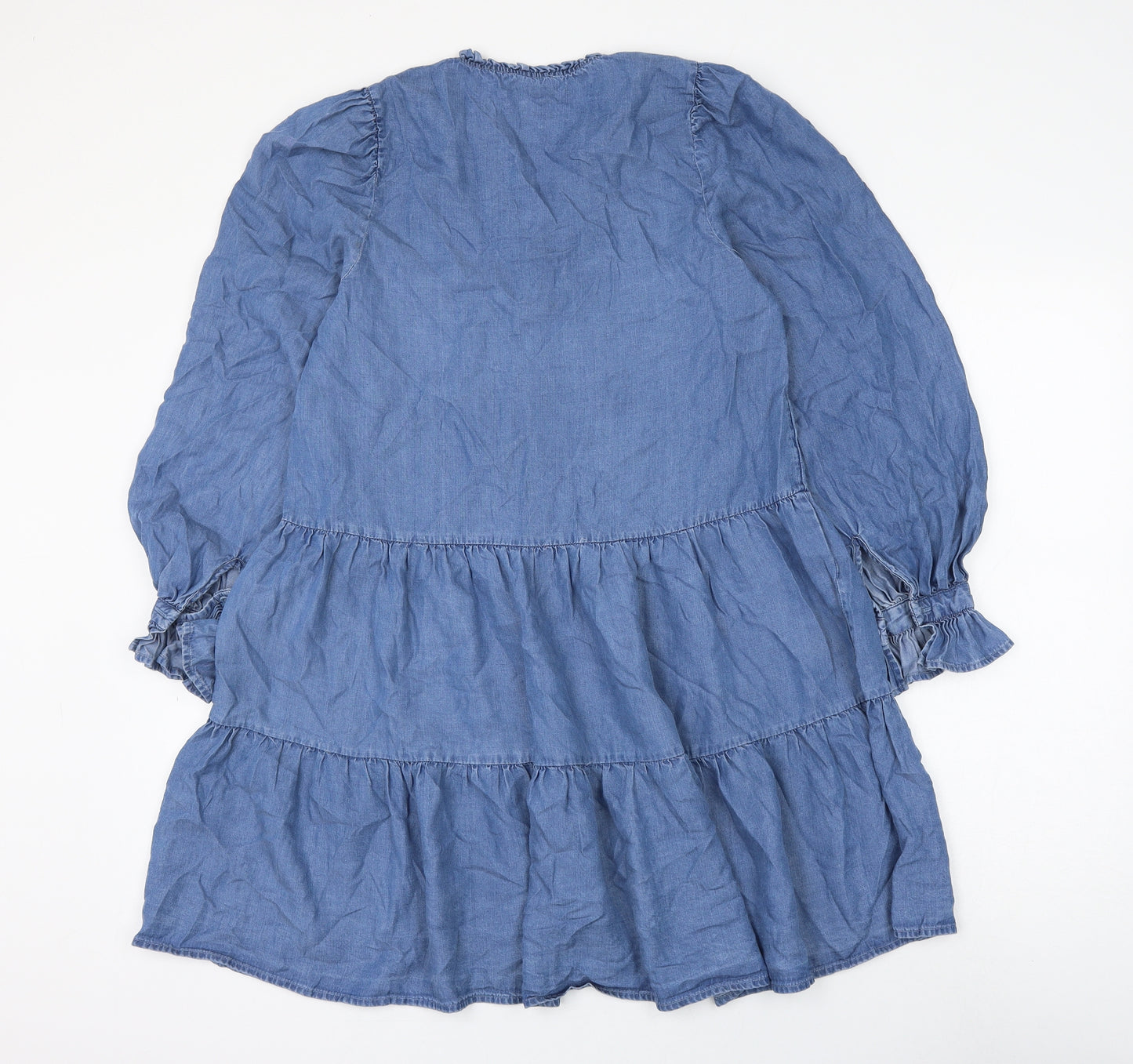 Love & Roses Womens Blue Lyocell Trapeze & Swing Size 6 V-Neck Pullover