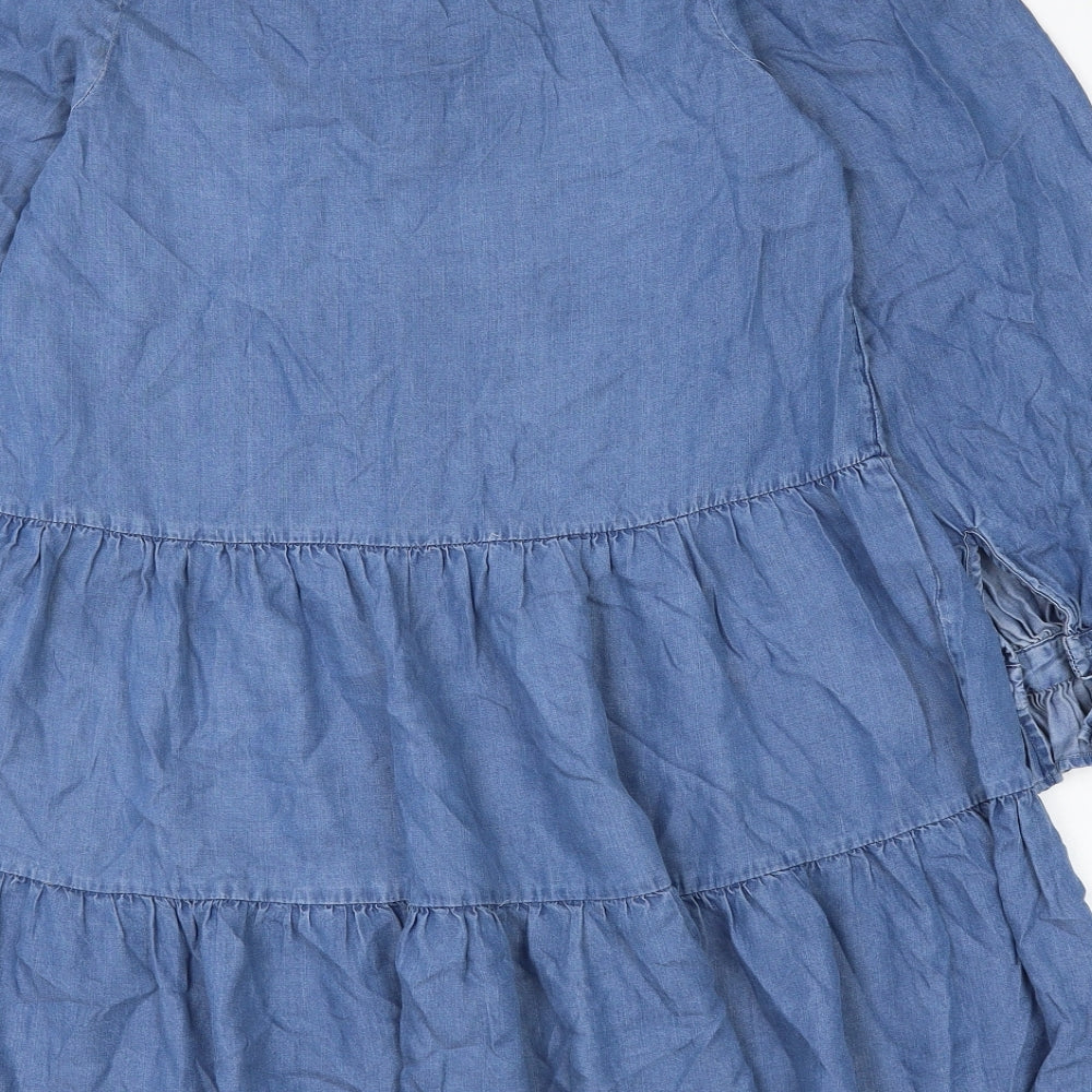 Love & Roses Womens Blue Lyocell Trapeze & Swing Size 6 V-Neck Pullover