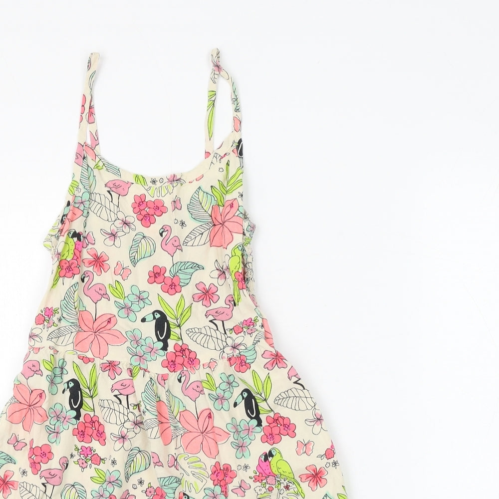 Debenhams Girls Multicoloured Floral Viscose Playsuit One-Piece Size 8 Years Pullover - bird