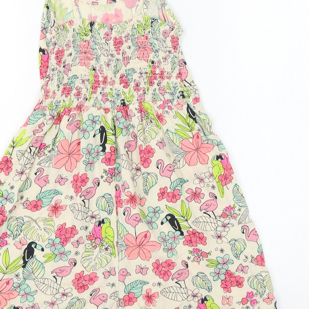 Debenhams Girls Multicoloured Floral Viscose Playsuit One-Piece Size 8 Years Pullover - bird