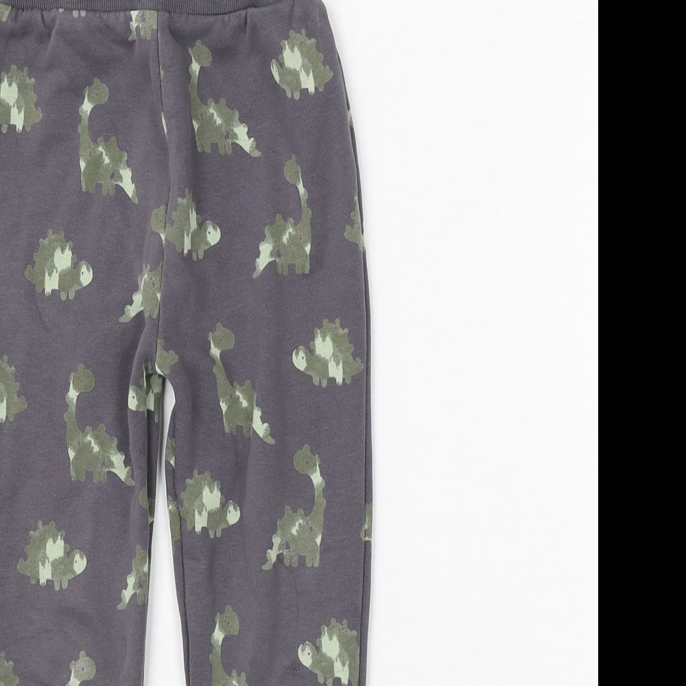 George Boys Grey Geometric Cotton Jogger Trousers Size 4-5 Years Regular Pullover - Dinosaur