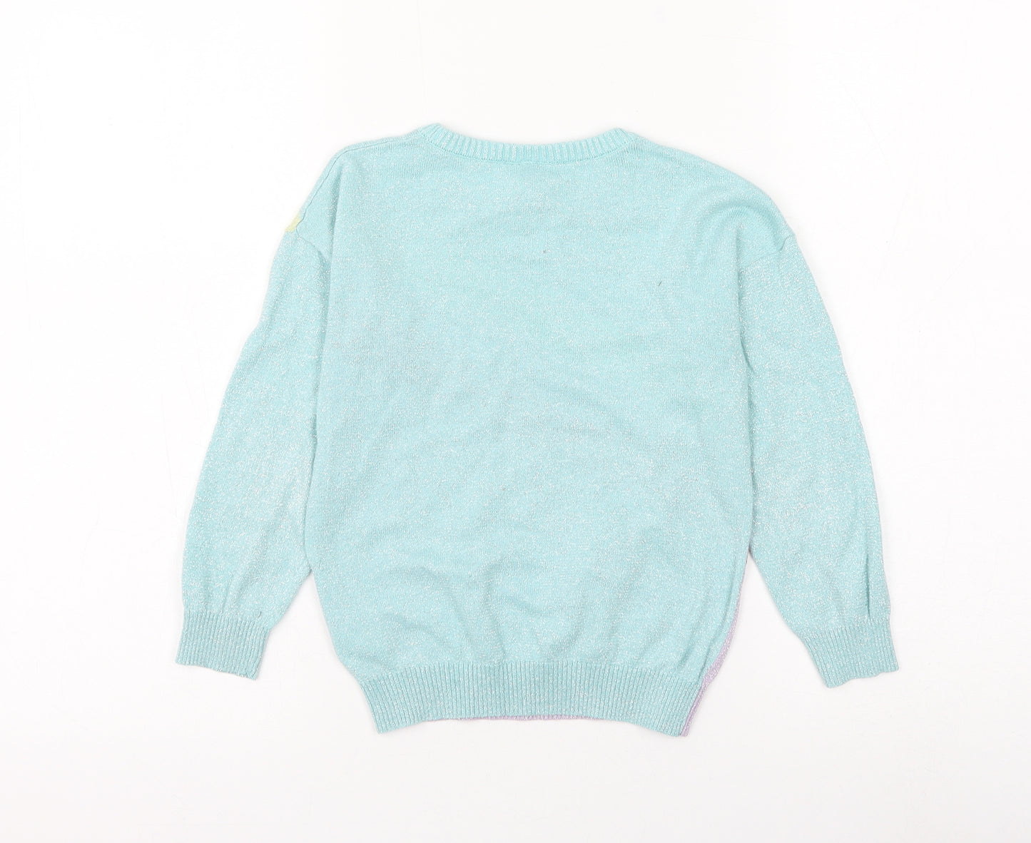 TU Girls Multicoloured Round Neck Colourblock Cotton Pullover Jumper Size 7 Years Pullover