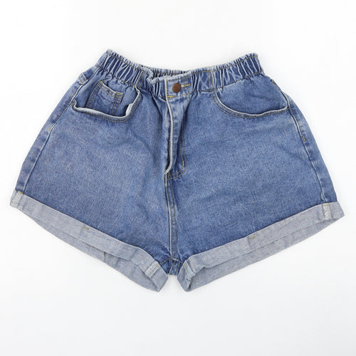 prew Womens Blue Cotton Mom Shorts Size M L3 in Regular Zip