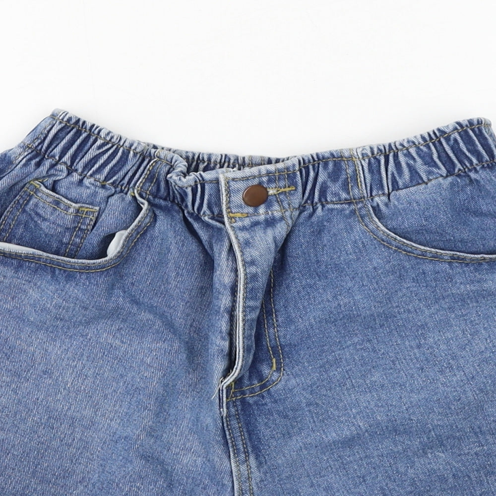 prew Womens Blue Cotton Mom Shorts Size M L3 in Regular Zip