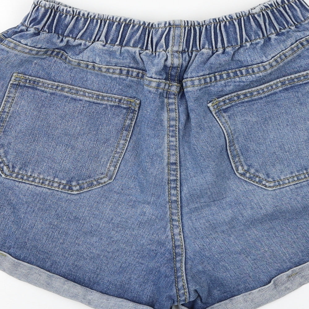 prew Womens Blue Cotton Mom Shorts Size M L3 in Regular Zip