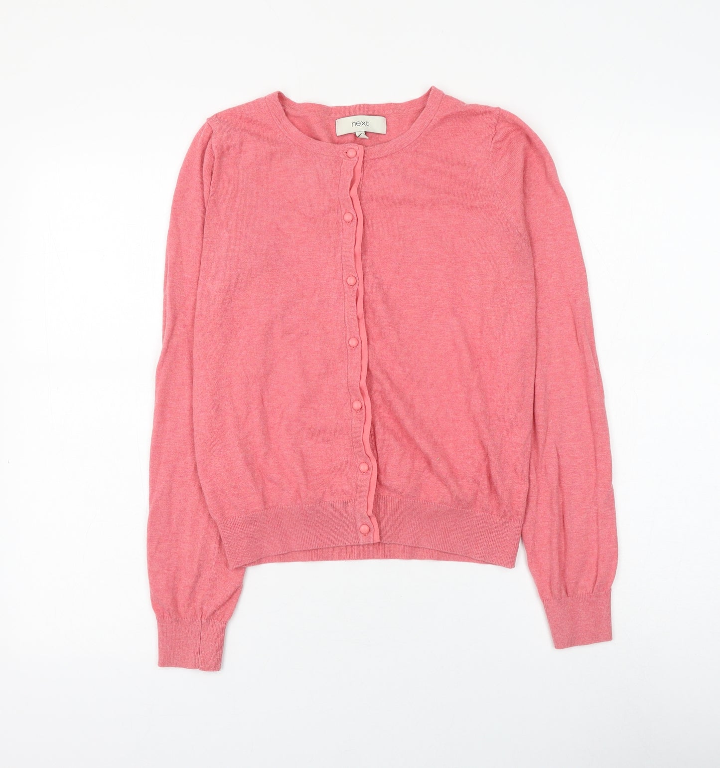 NEXT Womens Pink Round Neck Cotton Cardigan Jumper Size 10