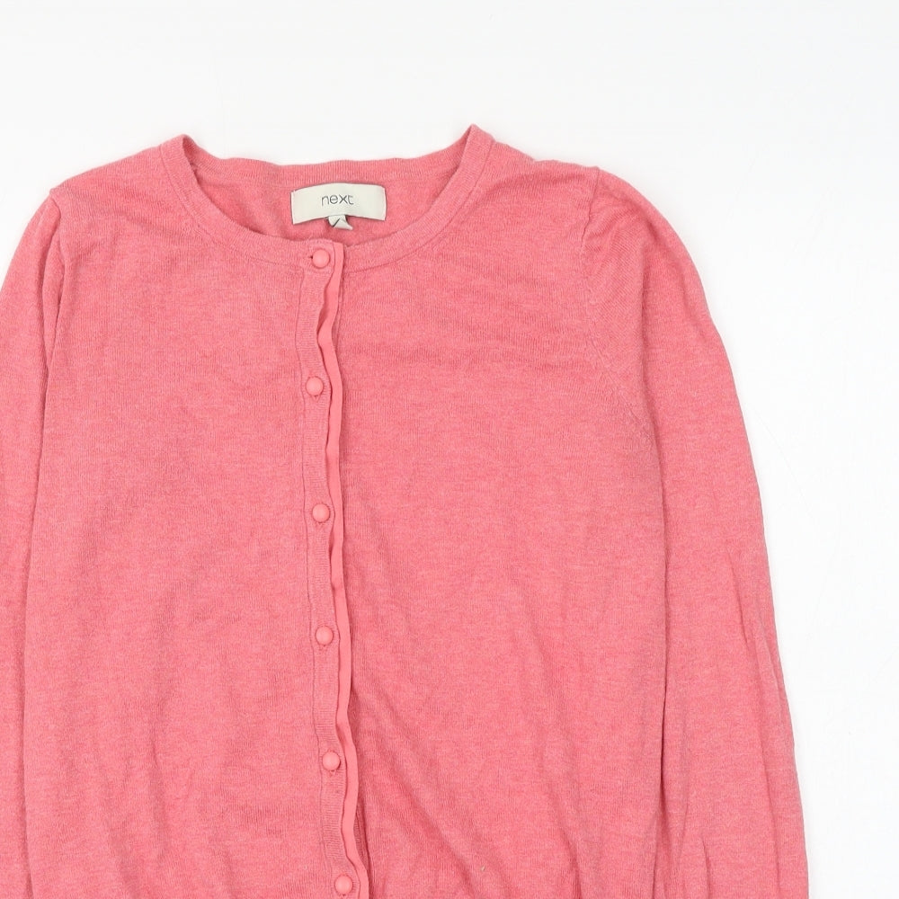 NEXT Womens Pink Round Neck Cotton Cardigan Jumper Size 10
