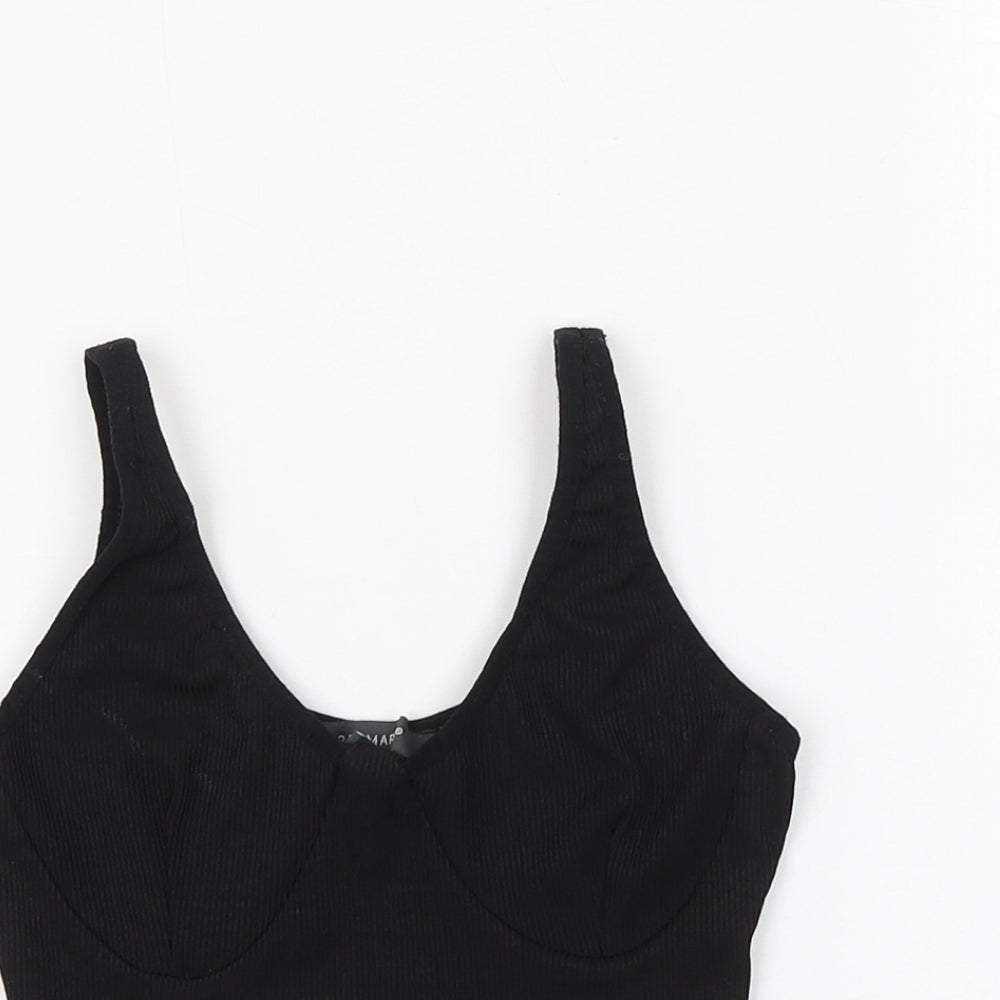 Primark Womens Black Polyester Cropped Tank Size 6 V-Neck