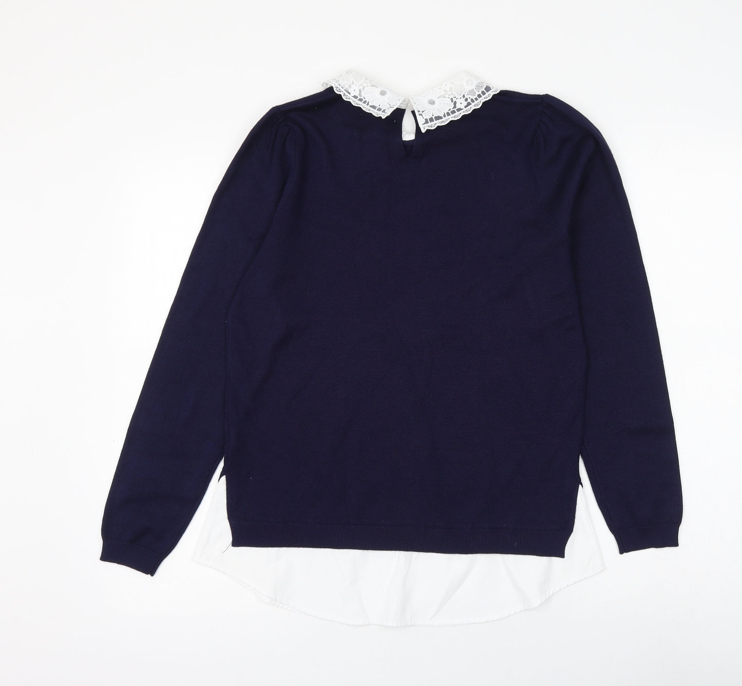 Papaya Womens Blue Collared Viscose Pullover Jumper Size 10