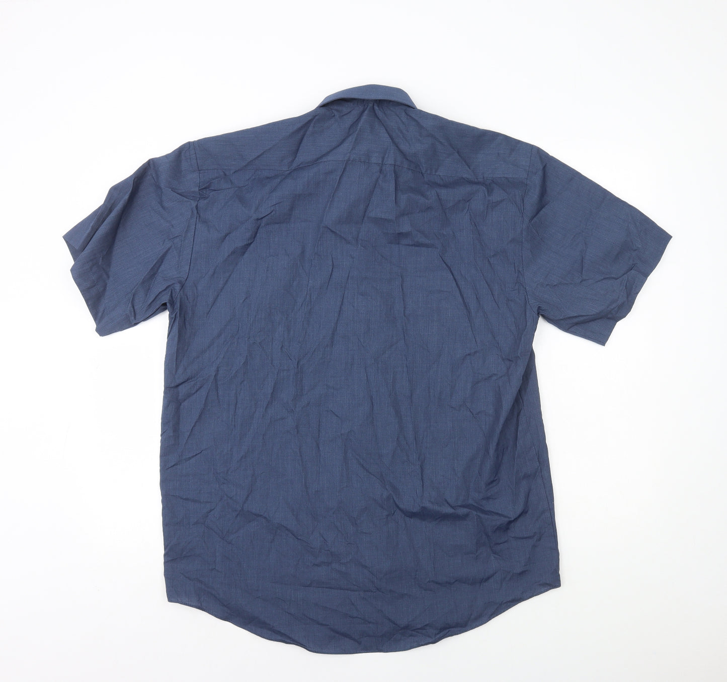 Savatini Mens Blue Polyester Dress Shirt Size XL Collared Button