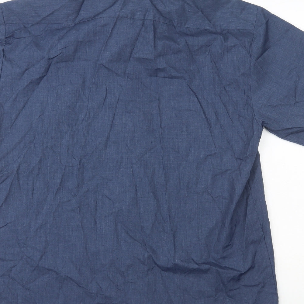 Savatini Mens Blue Polyester Dress Shirt Size XL Collared Button