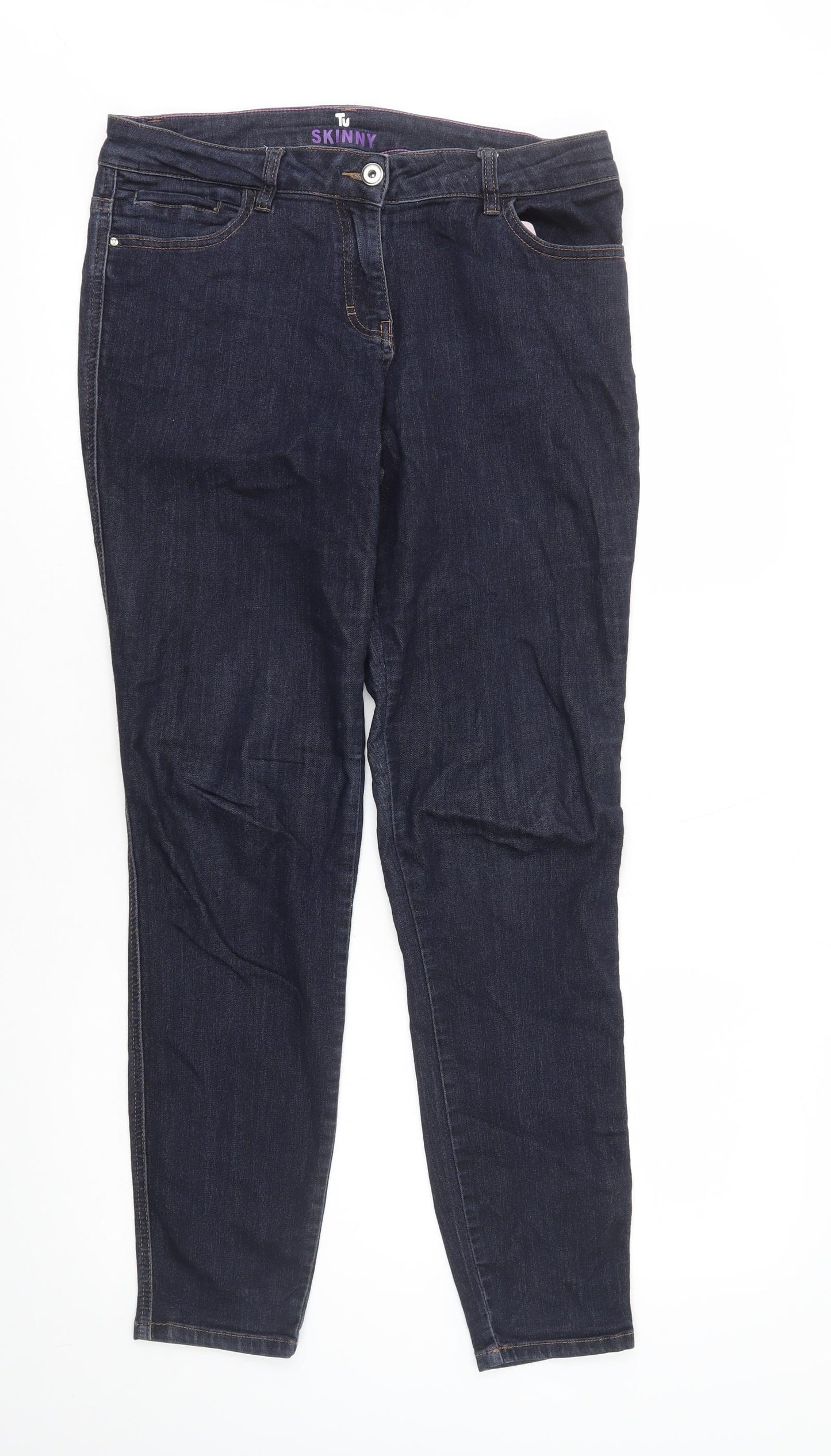 TU Womens Blue Viscose Skinny Jeans Size 14 L30 in Regular Zip