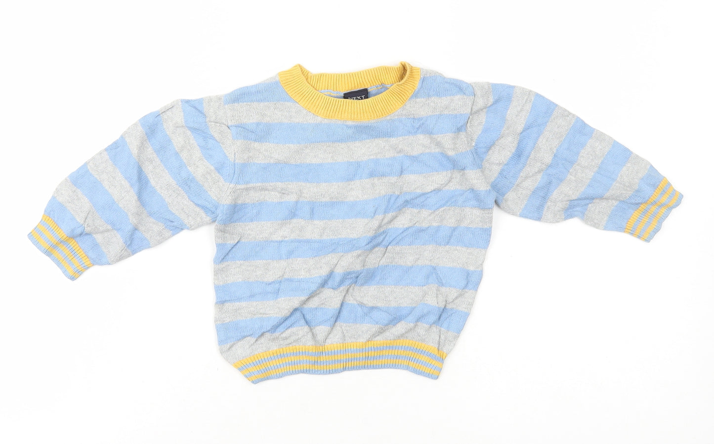 NEXT Boys Blue Striped 100% Cotton Pullover Jumper Size 9-12 Months Pullover
