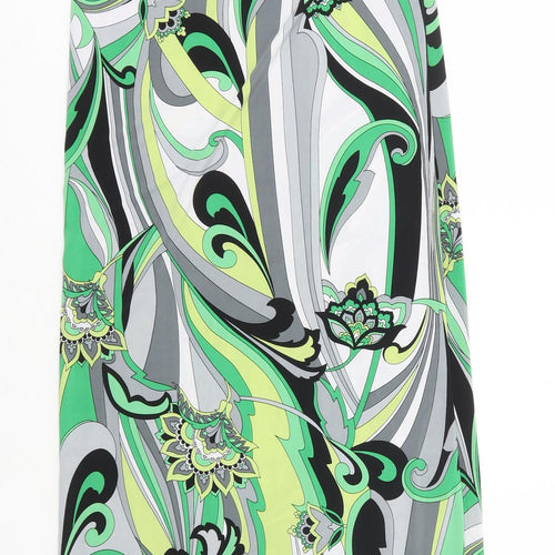 Red Chilli Womens Green Geometric Polyester Bodycon Size 10 Scoop Neck Pullover