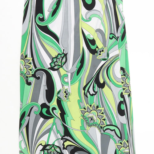 Red Chilli Womens Green Geometric Polyester Bodycon Size 10 Scoop Neck Pullover