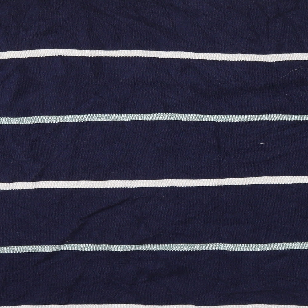 M&Co Mens Blue Striped Cotton Polo Size XL Collared Button