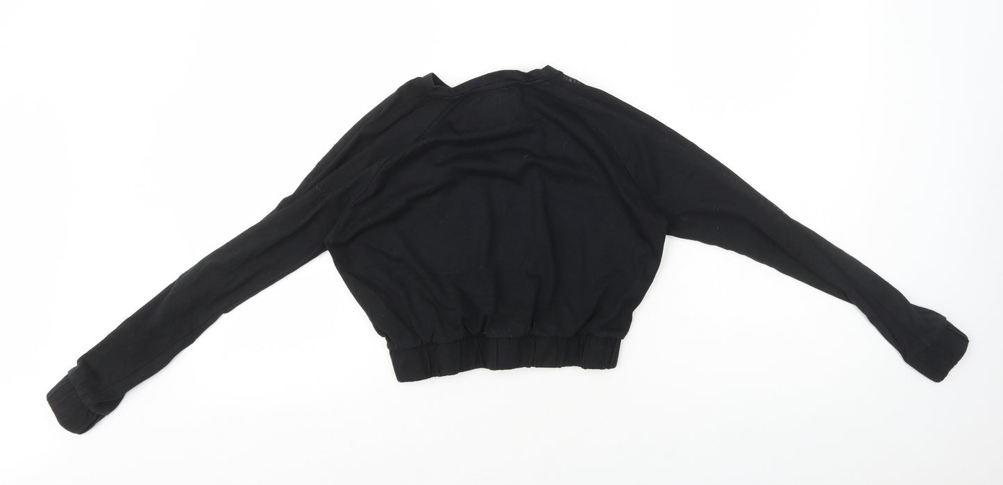 Pink Soda Womens Black Cotton Cropped T-Shirt Size 8 Round Neck - Pink Soda