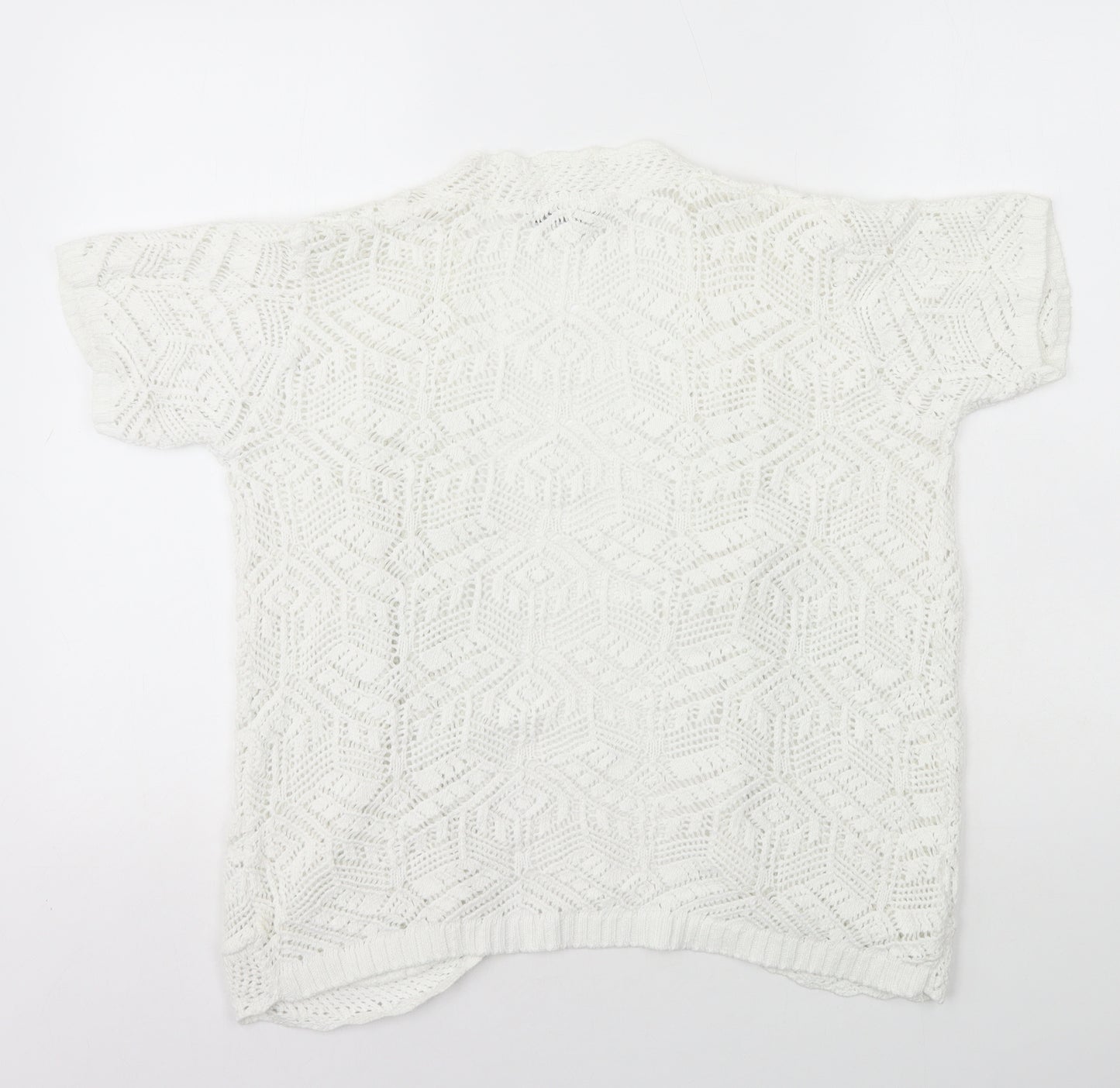 Pulse Womens White V-Neck Polyester Cardigan Jumper Size M