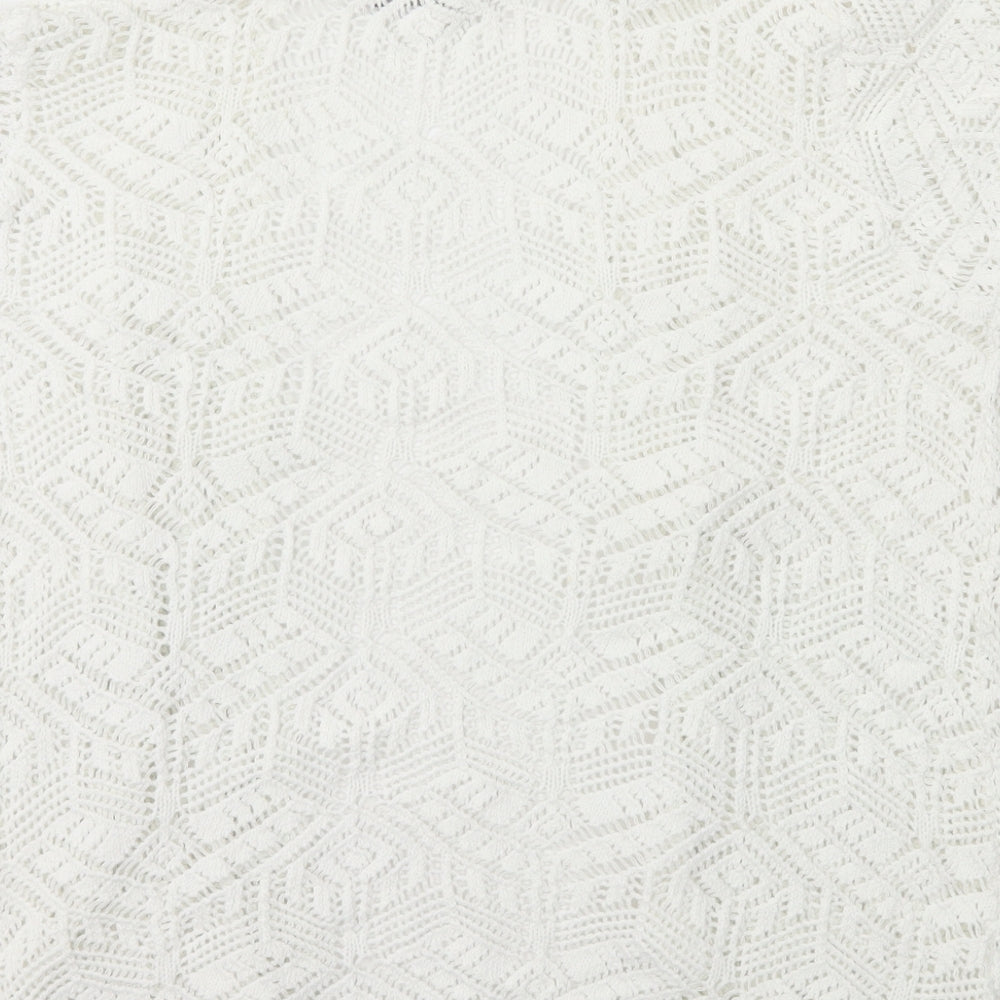 Pulse Womens White V-Neck Polyester Cardigan Jumper Size M