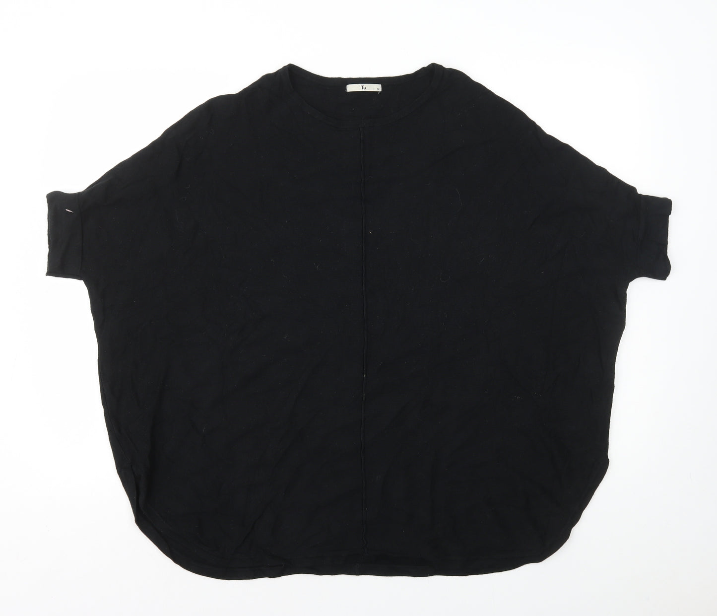 TU Womens Black Viscose Basic T-Shirt Size 16 Round Neck