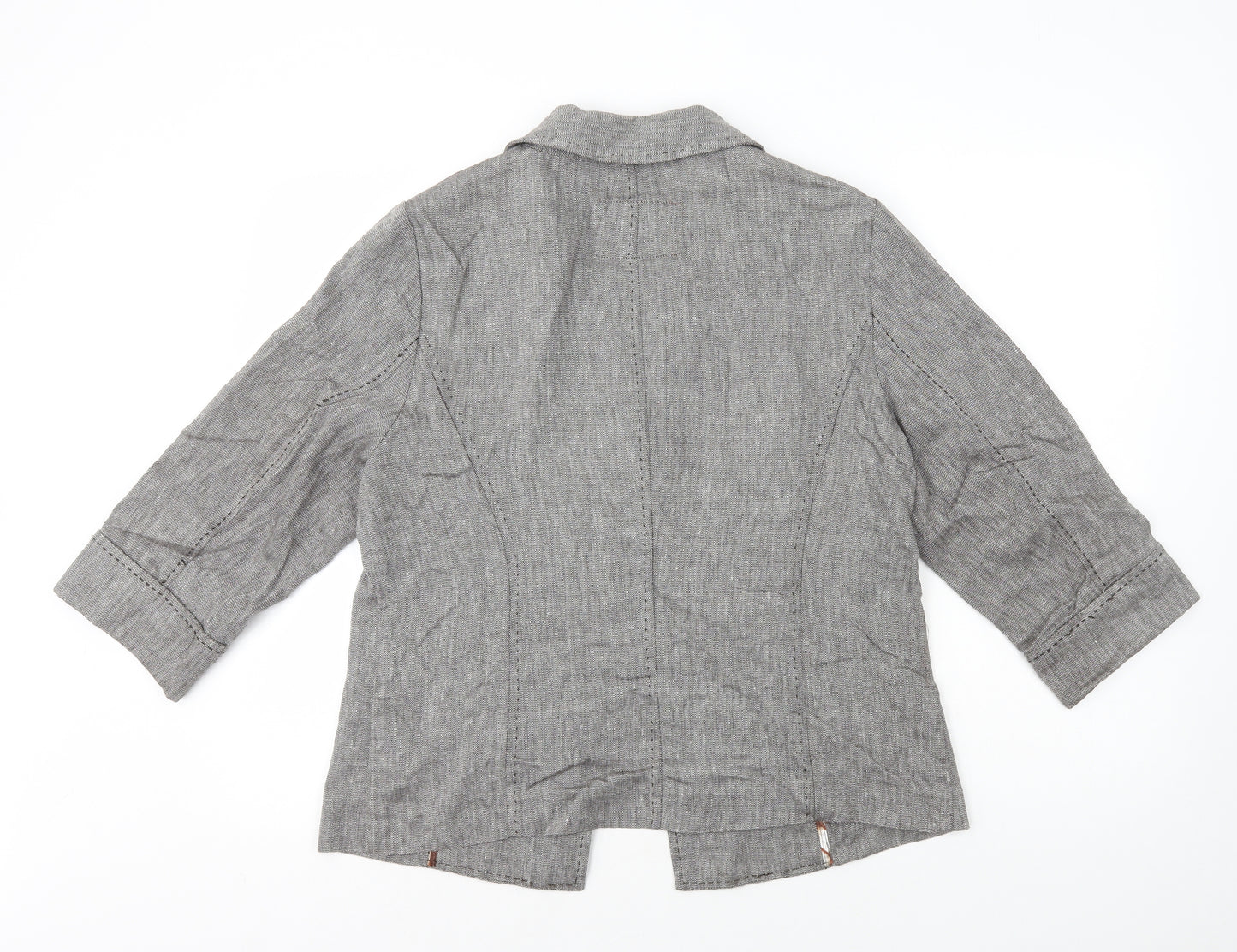 Per Una Womens Grey Herringbone Jacket Blazer Size 18 Button