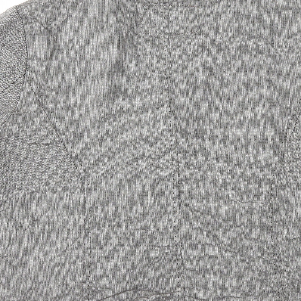 Per Una Womens Grey Herringbone Jacket Blazer Size 18 Button