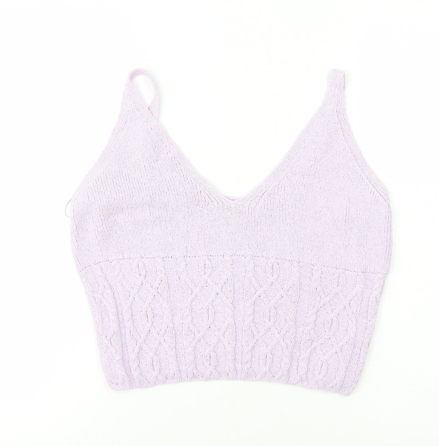 George Womens Purple Polyester Cropped Tank Size L V-Neck