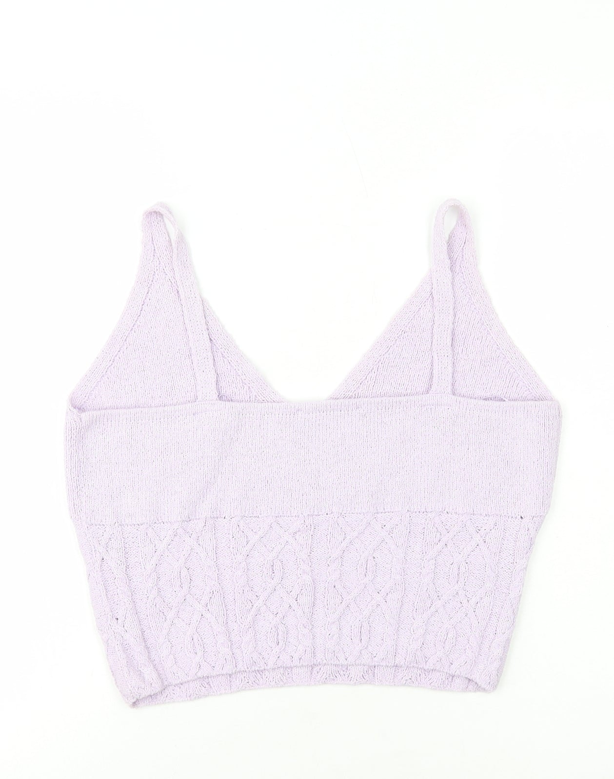 George Womens Purple Polyester Cropped Tank Size L V-Neck