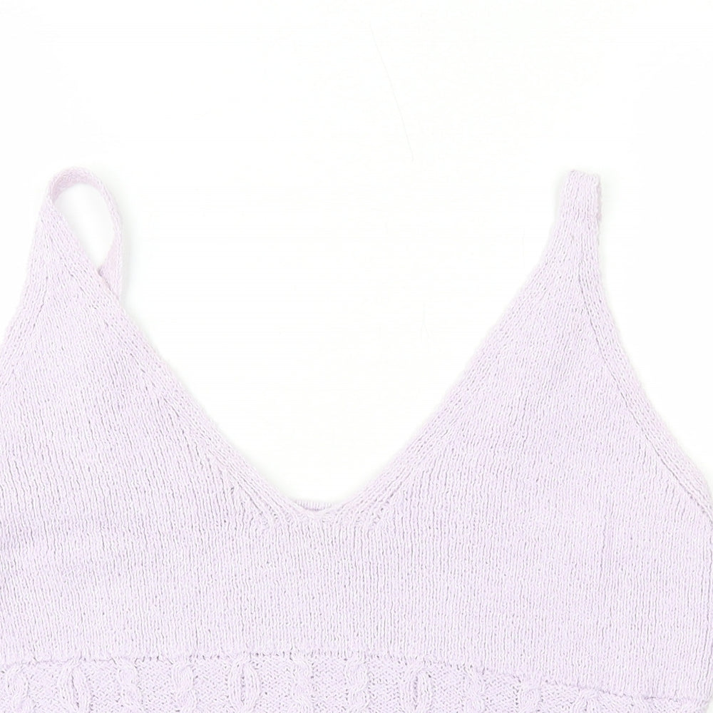 George Womens Purple Polyester Cropped Tank Size L V-Neck