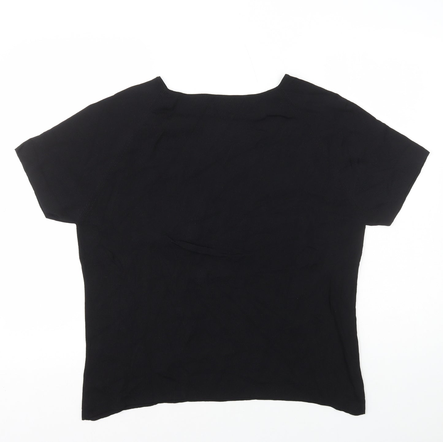 Berkertex Womens Black Viscose Basic T-Shirt Size 22 Round Neck - Button Detail on Shoulder