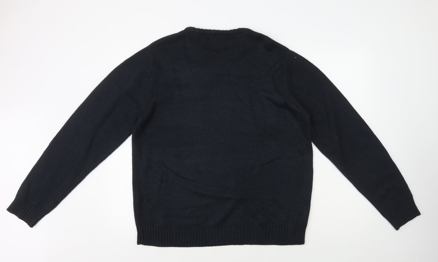 Cedar Wood State Mens Blue Round Neck Acrylic Pullover Jumper Size XL - Santa