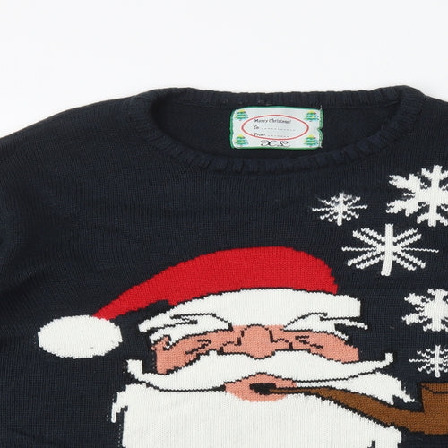 Cedar Wood State Mens Blue Round Neck Acrylic Pullover Jumper Size XL - Santa