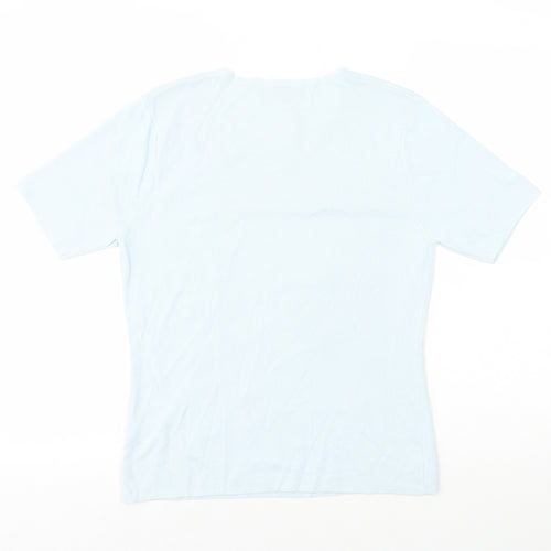 Karen Scott Womens Blue Viscose Basic T-Shirt Size 10 Round Neck