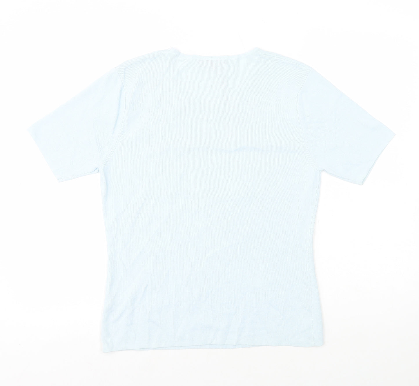 Karen Scott Womens Blue Viscose Basic T-Shirt Size 10 Round Neck