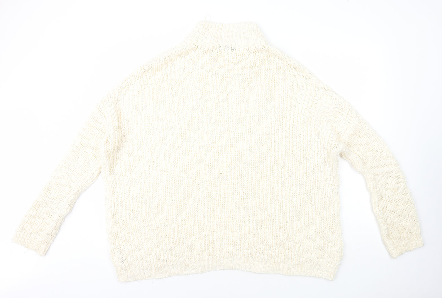 New Look Womens White High Neck Acrylic Pullover Jumper Size L