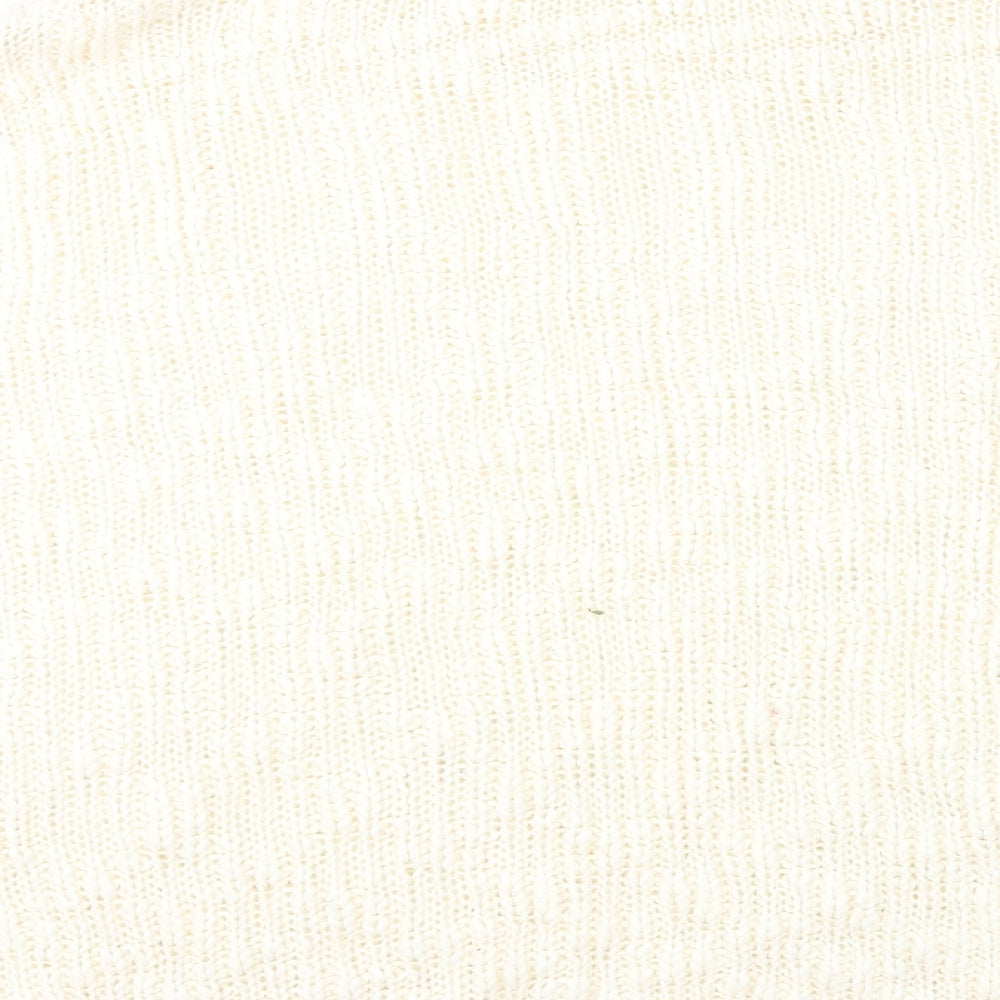 New Look Womens White High Neck Acrylic Pullover Jumper Size L