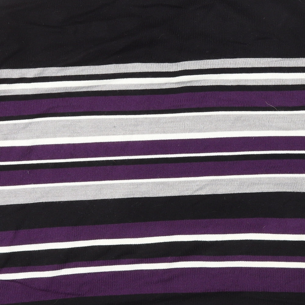 Bonmarché Womens Purple Mock Neck Striped Acrylic Pullover Jumper Size M
