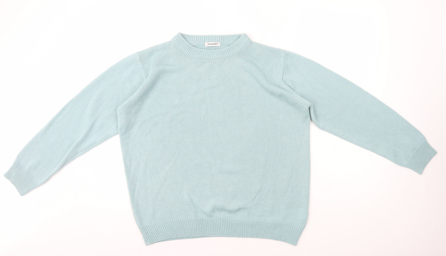 Damart Womens Blue Crew Neck Polyester Pullover Jumper Size M