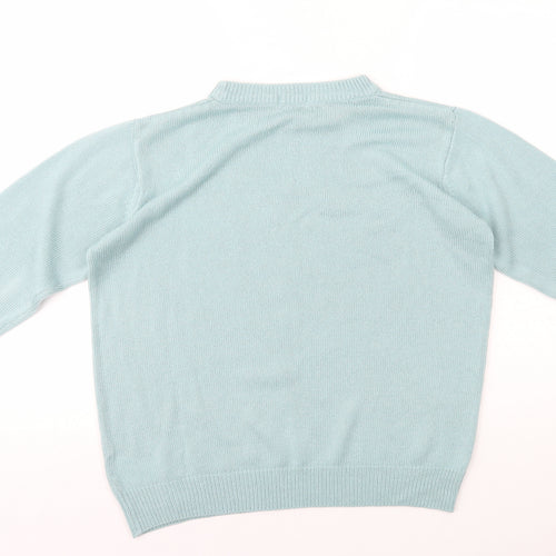 Damart Womens Blue Crew Neck Polyester Pullover Jumper Size M