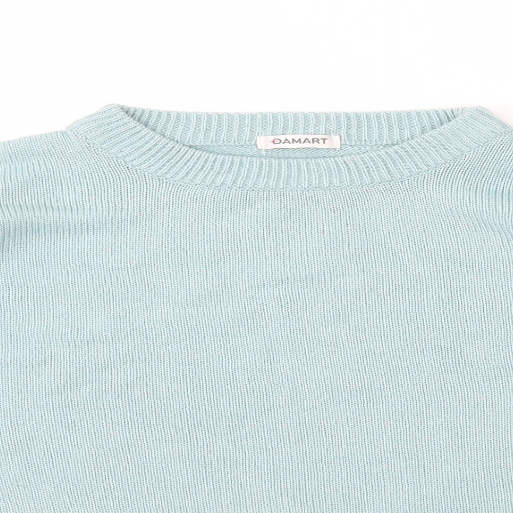 Damart Womens Blue Crew Neck Polyester Pullover Jumper Size M