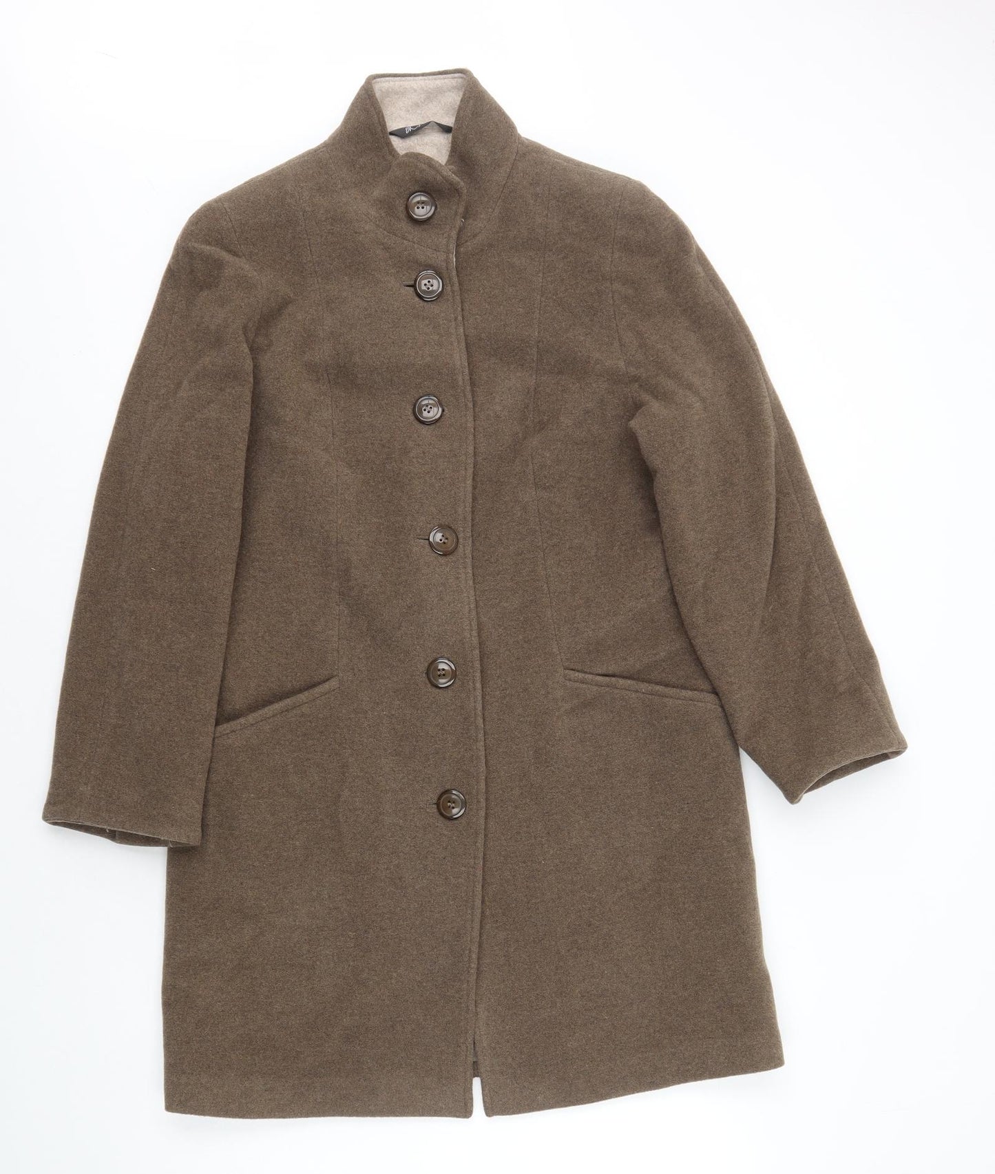 BHS Womens Brown Overcoat Coat Size 10 Button