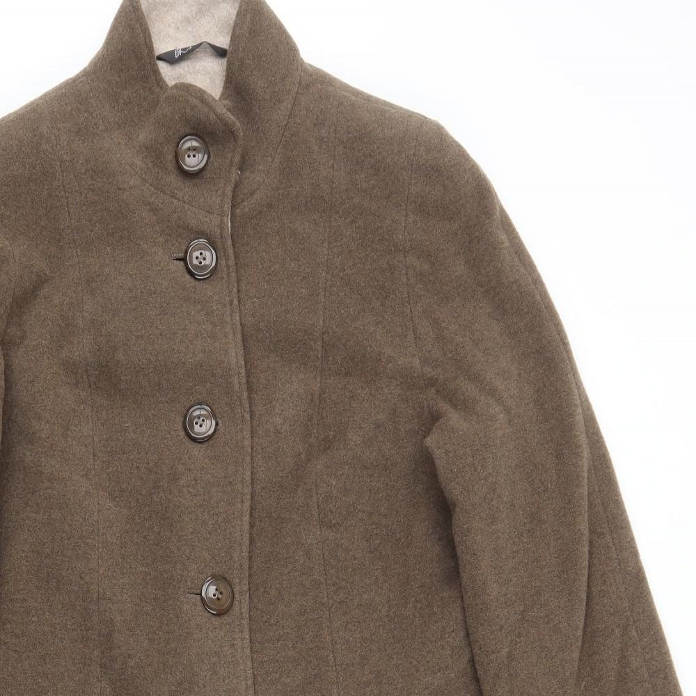 BHS Womens Brown Overcoat Coat Size 10 Button