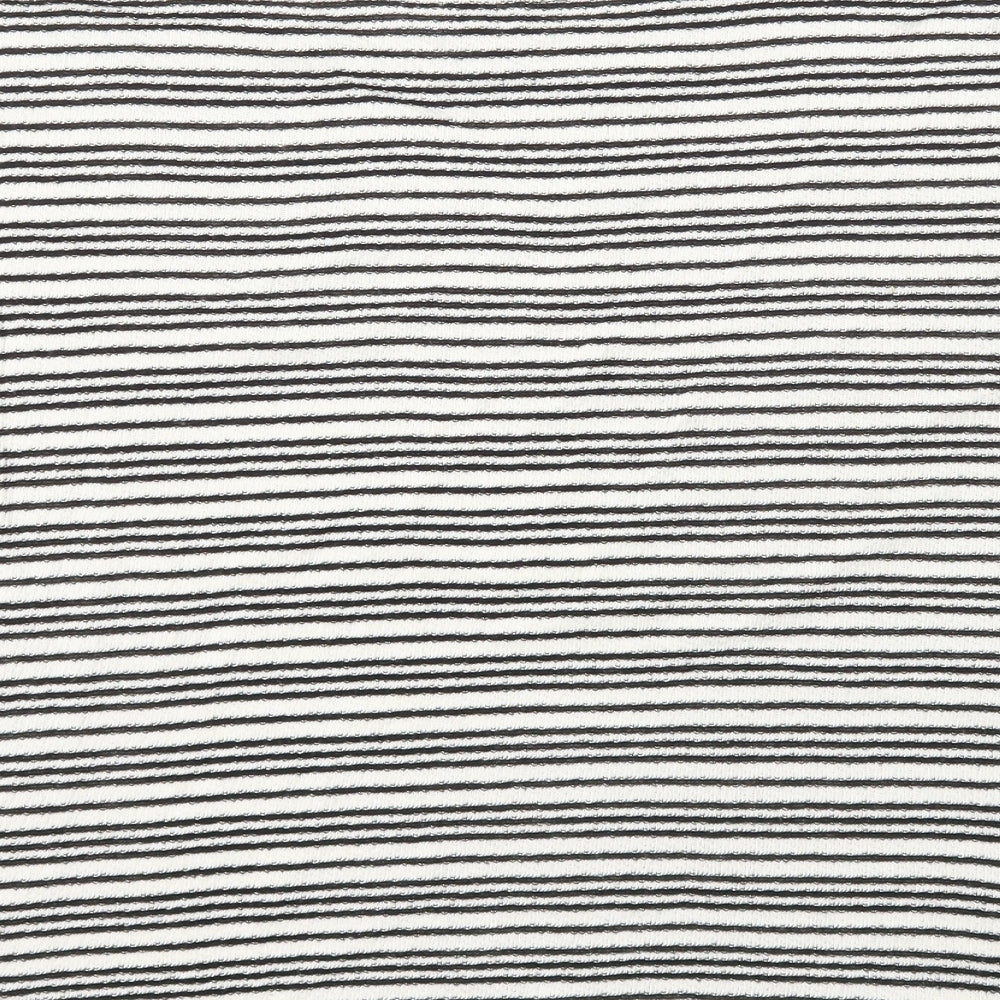 Papaya Womens White Striped Cotton Basic T-Shirt Size 14 Round Neck